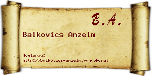 Balkovics Anzelm névjegykártya